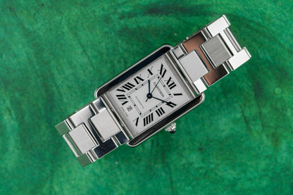Cartier Tank Solo XL 3515 Silver Dial Stainless Steel Bracelet 2012