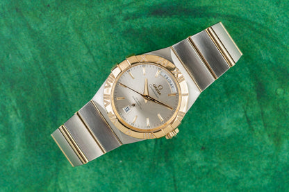 Omega Constellation Day-Date 123.25.38.22.02.002 Diamond Bezel Two-Tone Yellow Gold 2019