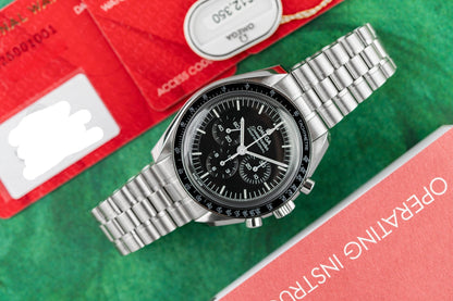 Omega Speedmaster Moonwatch 310.30.42.50.01.001 Hesalite Brand New Available by Order